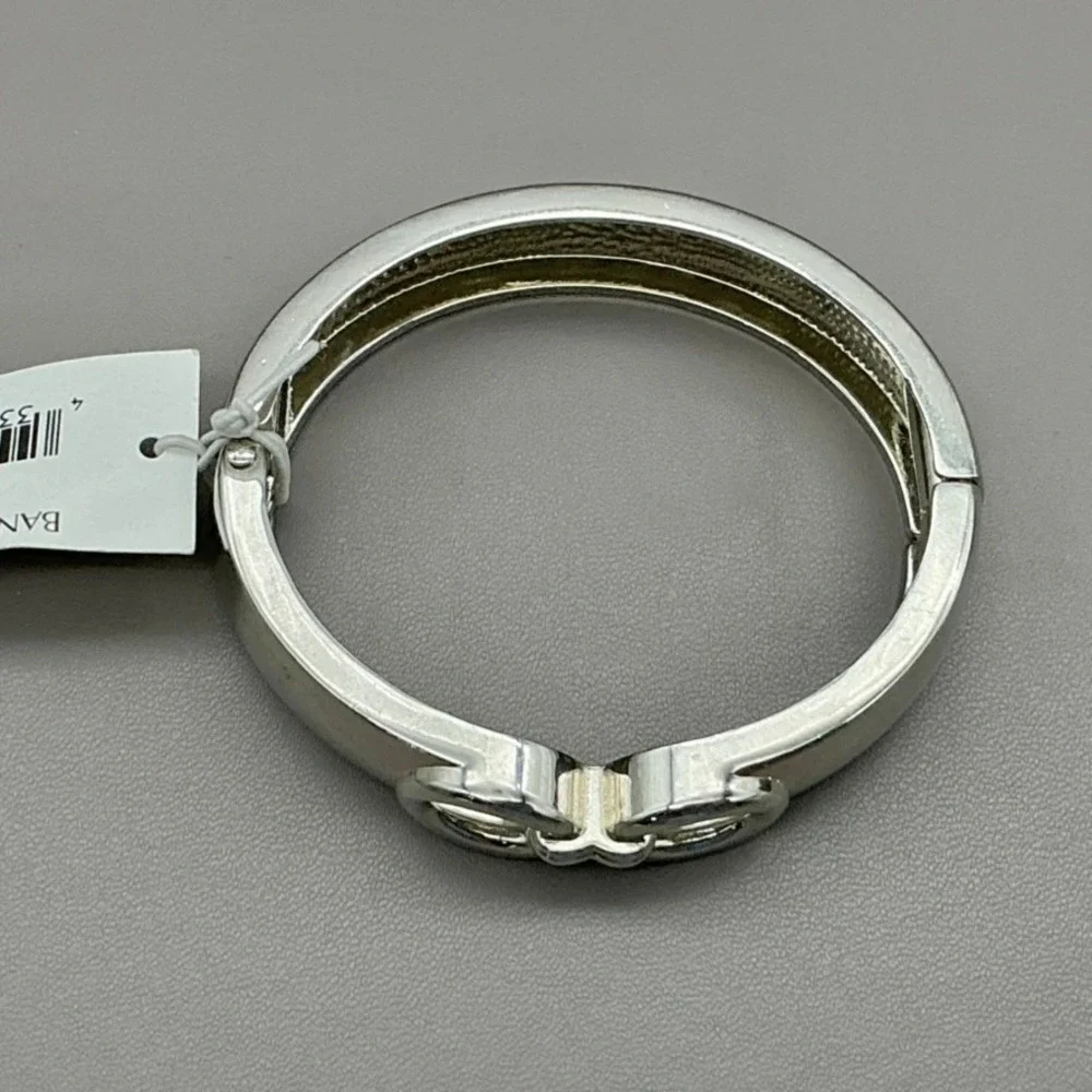 Banana Republic Bracelet Womens Silver Tone Interlocking Link Hinge Bangle 7